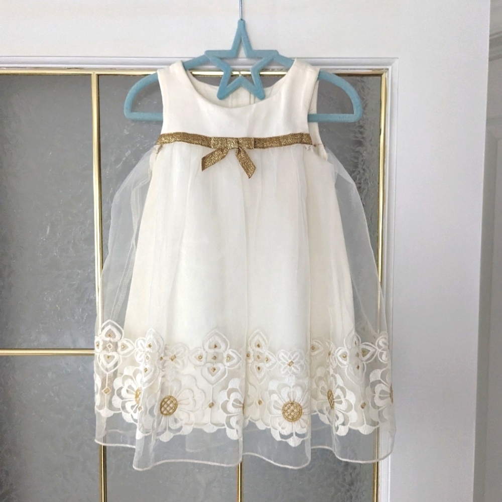 White Gold Baby Dress 6-9 months